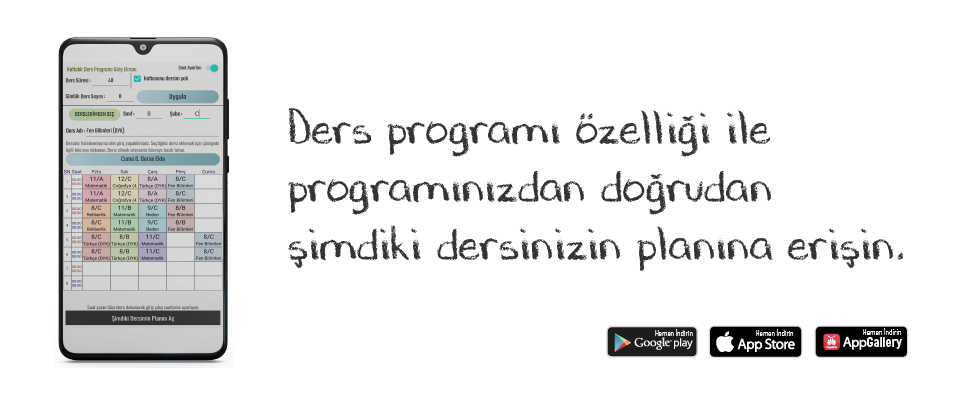 Şimdi ders programı özelliği ile çok daha kullanışlı. Hemen deneyin.